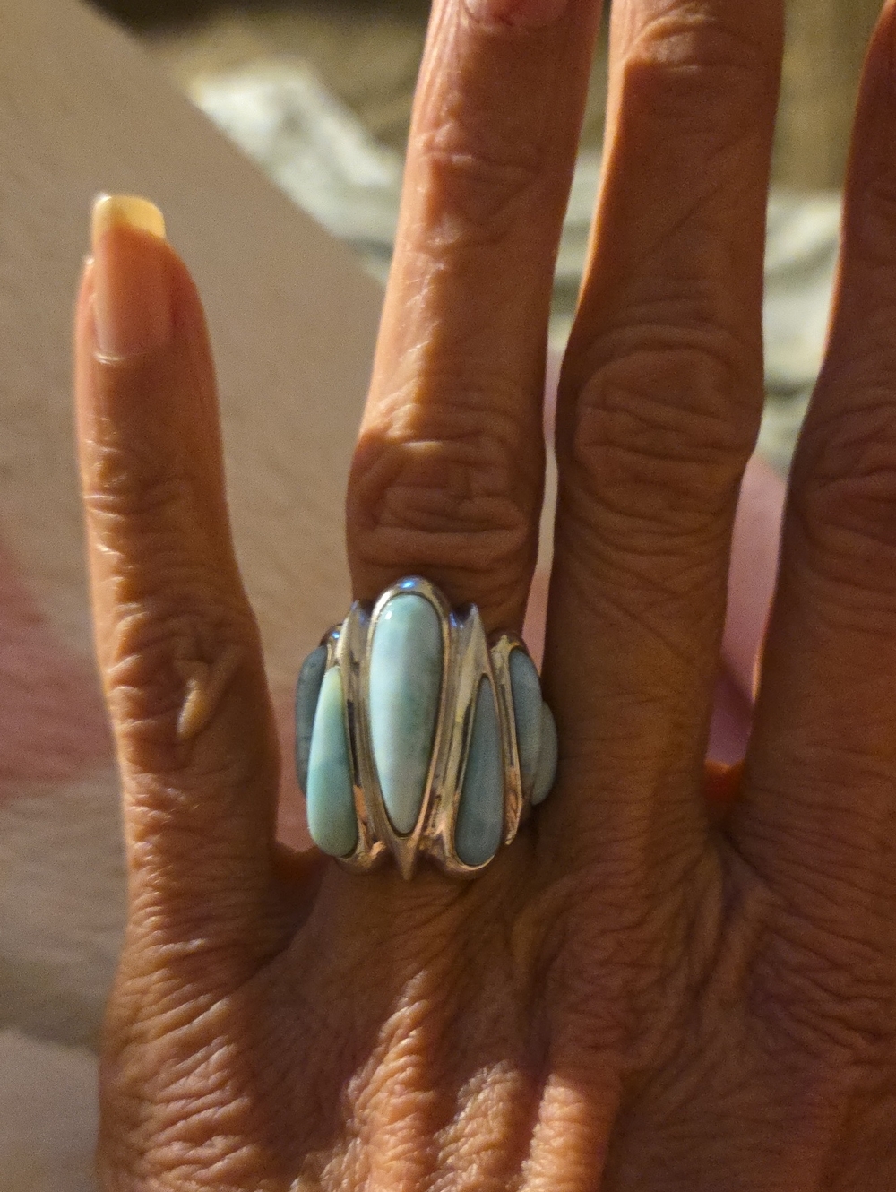 Gorgeous!Jtv,Genuine Larimar,Sterling Silver  Statement Ring